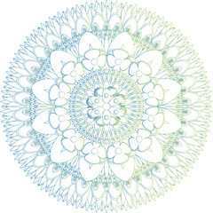 gradient blue-green mandala on transparent background