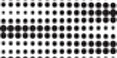 Grunge halftone gradient modern background. Faded grit noise texture. White and black sand wallpaper. Retro pixelated backdrop