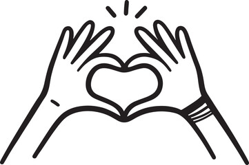 Obraz premium Hands forming a heart gesture with radiating lines representing love and affection