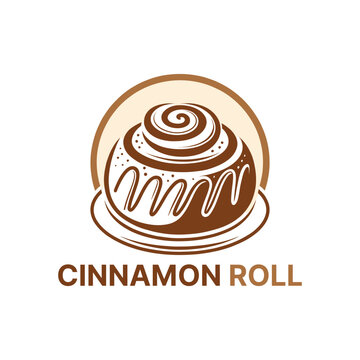 cinnamon roll logo silhouette vector line art logo design