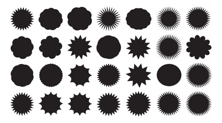 Comic burst explosion vector, comic boom elements, and speech bubbles in black silhouettes. Ideal for comic designs, pop art, and retro style illustrations 