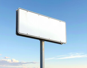 Blank billboard sign mockup against blue sky