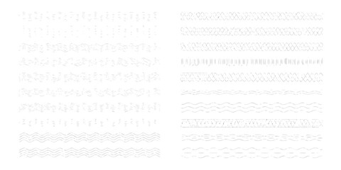 Obraz premium Variety of delicate dotted lines and wave patterns on a white background