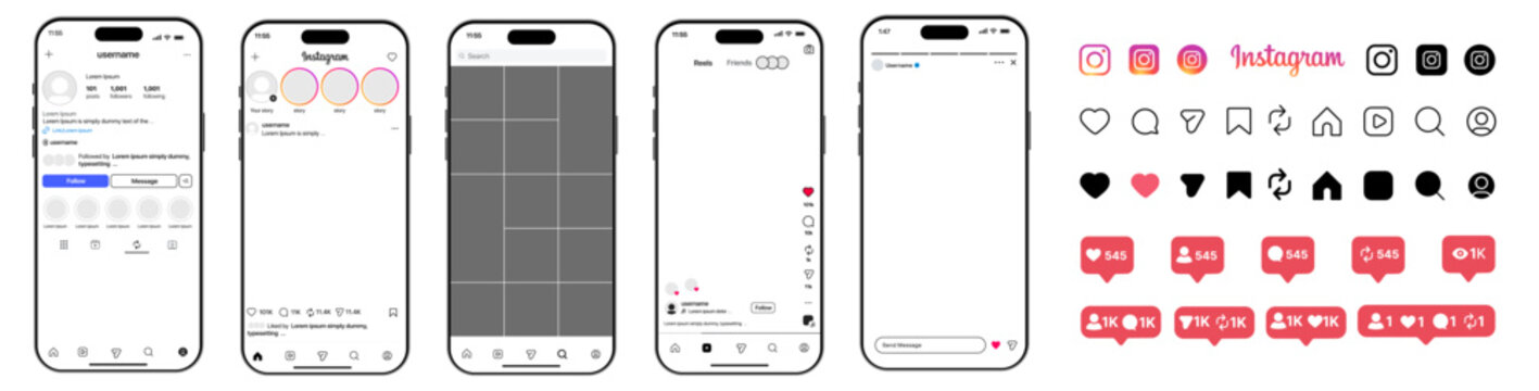 Instagram Post Reels Story mockup template. instagram mockup social media template, new update instagram post mock up. Instagram social network app UI interface.