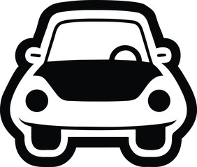 Sticker style cartoon car with clean outline and smooth friendly look On white Background Vector illustration