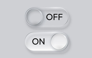 Fototapeta premium Modern neumorphic toggle switches with ON and OFF states. A sleek UI element for app and web design.