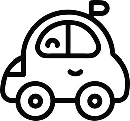 Mini cartoon car with compact body and cute toy inspired character look Vector illustration