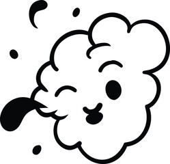Manga inspired cartoon smoke with expressive shapes and dynamic style On white Background Vector illustration