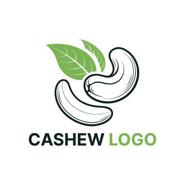 Cashew logo silhouette vector line art logo design
