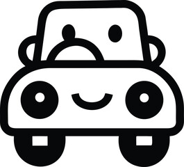 Cute kids cartoon car featuring simple geometry and happy color tones On white Background Vector illustration