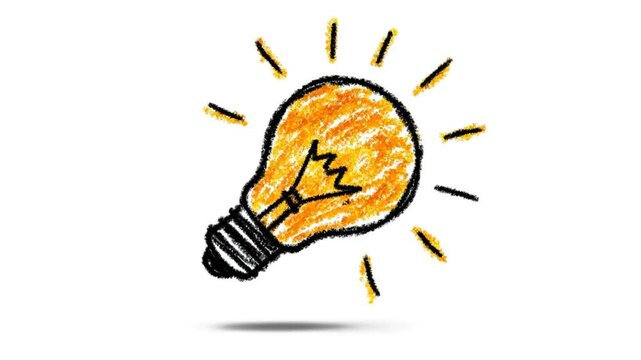 Hand drawn lightbulb sketch symbolizing new idea or innovation