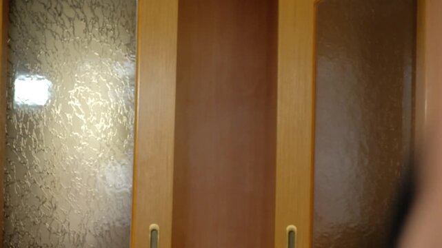 wooden door in a room