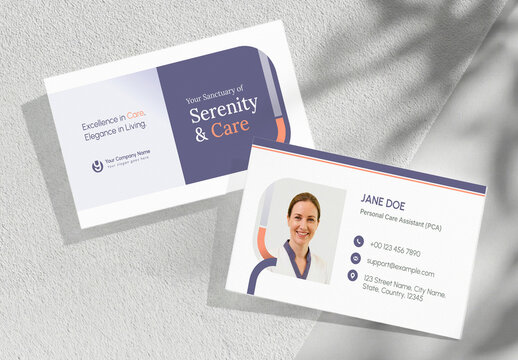 Professional Personal Care Assistant and Nurse Business Card Template