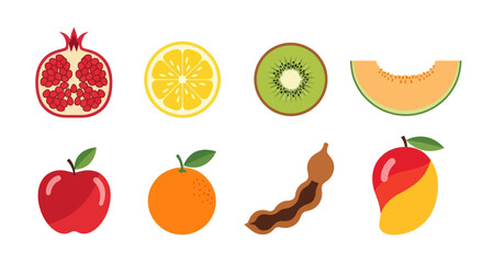 Assortment of fresh fruits isolated on white