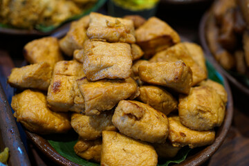 bacem tofu on a earthenware plate