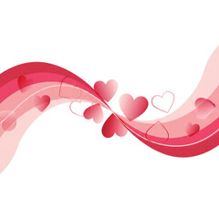 Red and Pink Romantic Wave with Heart Shapes