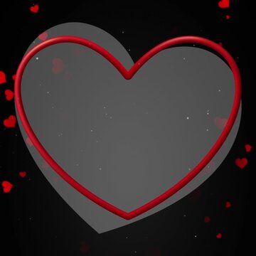 Square Valentine's Day Background Animation. Modern Flat Vector Hearts and Romantic Arch with Black Gradient and Copy Space