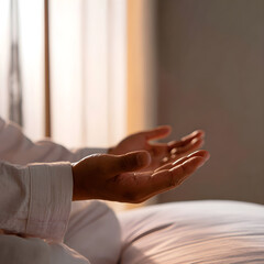 Hands in Open Meditation Gesture During Wellness Session
