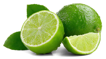 limeswith leaf on white background