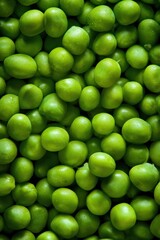 Close-up of fresh green peas in abundance capturing vibrant nature