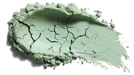Mint green facial mask swatch, thick clay-like consistency with subtle cracks on white background. Transparent background