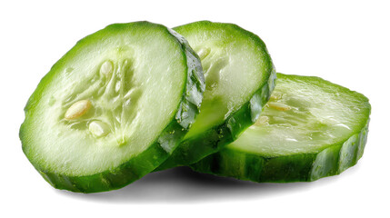 Cucumber slices on white background