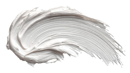 White cosmetic cream smear swatch on white background. Transparent background