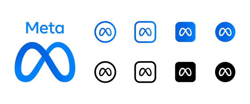 Meta logo icon vector set 2026. Square, Round, Circle, outline styles