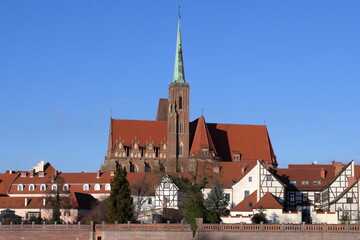 Kolegiata Świętego Krzyża i św. Bartłomieja z XIII–XIV w. kościół katolicki, Ostrów Tumski, Wrocław, Dolny Śląsk, Polska, © Albin Marciniak