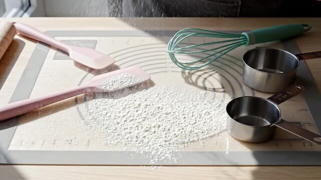 Baking Preparation With Flour And Utensils For Sweet Creations