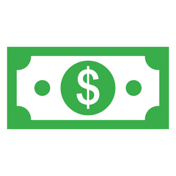 A green dollar bill icon with a white border and a dollar sign in the center.