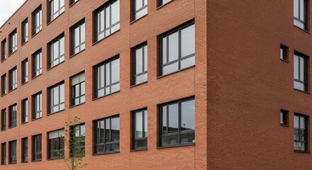 Modern Brick Building Facade with Windows