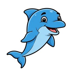 Obraz premium Smiling Cartoon Dolphin Illustration Isolated White.