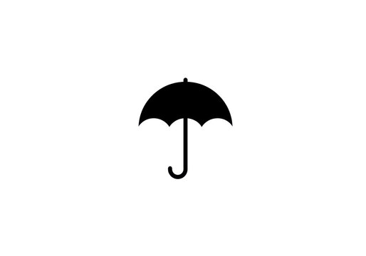 Simple black umbrella icon silhouette isolated on white background