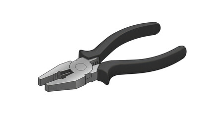 Obraz premium Detailed illustration of a pair of black-handled pliers isolated on white background