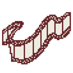 Fototapeta premium Retro pixel art wavy film strip reel icon for movie media element