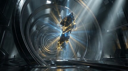 Glowing Neon Upward Arrow Graph Symbolizing Business Progress