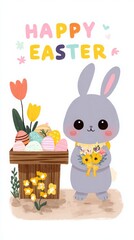 Happy Easter greeting card. Vector graphics