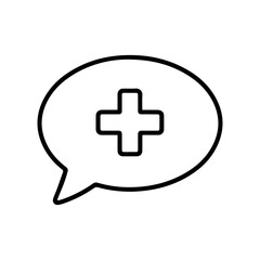Obraz premium Medical Chat Bubble Line Icon – Healthcare Messaging Symbol