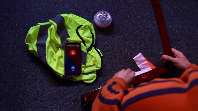 Tel&eacute;fono SOS llamada de emergenciay alerta y sonido sirena polic&iacute;a y ambulancia con alarma