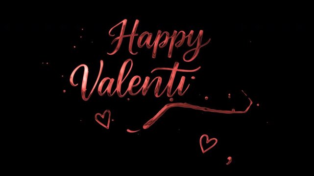 Digital graphic design with 'Happy Valentine' text and heart shapes in red on a black background.