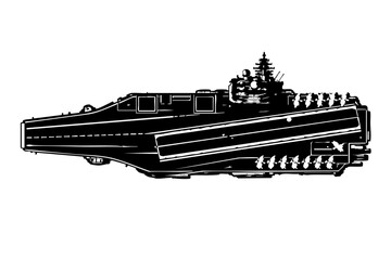 Top-down view aircraft carrier with runway markings simplified
