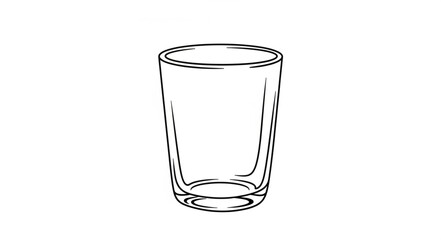 Simple clear glass cup on white background line art. © Vita