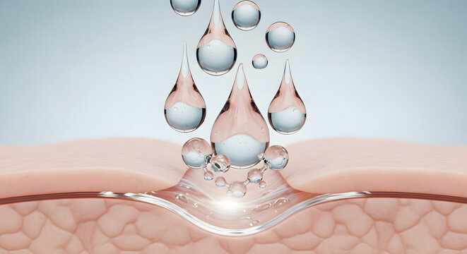 Clear serum being absorbed into skin layers
