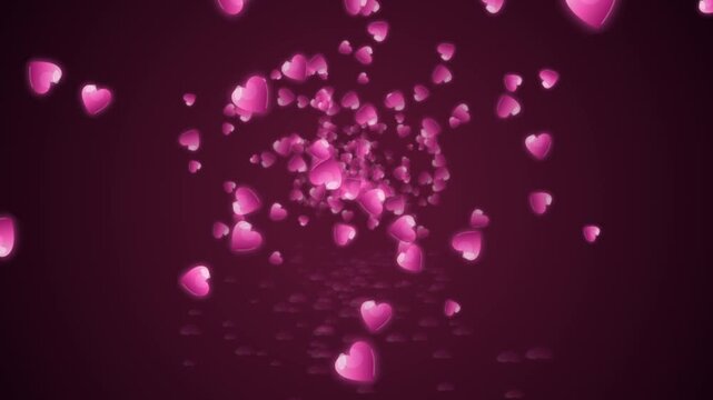 pink hearts animation  abstract background
