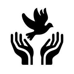 Obraz premium Multiple Diverse Hands Releasing a White Dove of Peace Into the Sky 