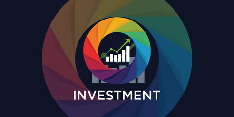 modern growth investment and colourfull circle logo design. simple chart and arrow shapes logo design graphic vector illustration.