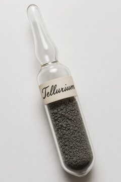 Tellurium metalloid element granules sealed in a glass ampoule