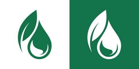  water drop and leaf logo vector. droplet eco natural aqua green icon