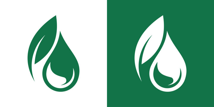  water drop and leaf logo vector. droplet eco natural aqua green icon